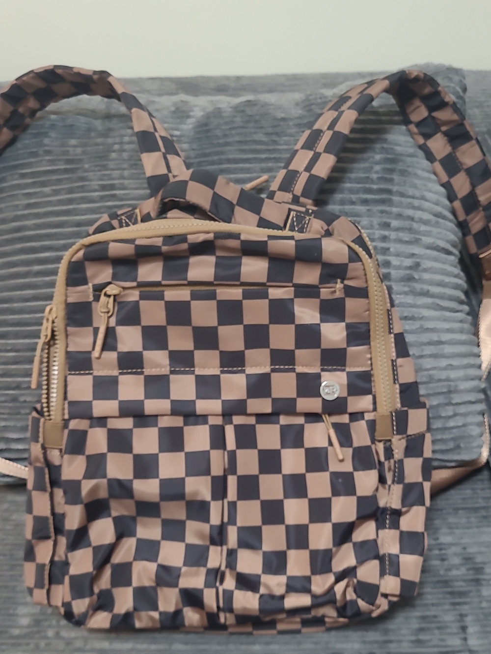 Iris & Rainbow Checkerboard Brown & Black Backpack - Casual Everyday Bag